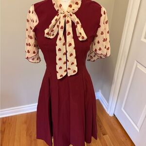 Stylish Burgundy Dress with Heart Design